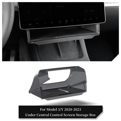 Center Console Screen Under Storage Box For Tesla Model 3/Y Juniper/Launch 2026, Center Console Hidden Storage Organizer Tray