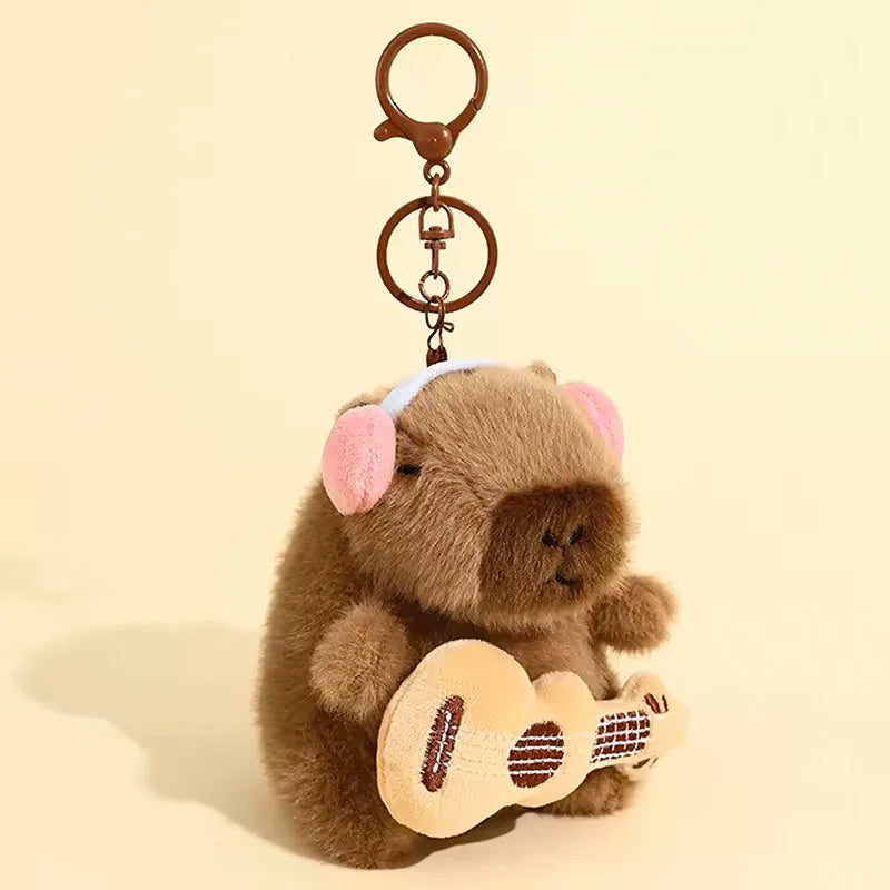 Kawaii Plush Capybara Keychain Pendant Music Band Cartoon Capybara Plush Toy Capybara Plush Doll for Backpacks Accessory Getaway