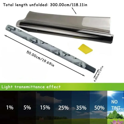 KKJOY 3Mx50CM VLT Black Car & Home Window Film Pearl Finish Solar UV Protector Easy Stick UV Blocking Sticker