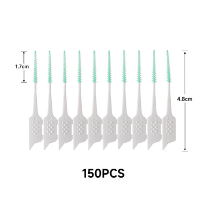 150Pcs/box Interdental Brush Soft Rubber Teeth Cleaning Tools Dental Cleaning Between Teeth Toothbrush Oral Hygiene Care Tools-