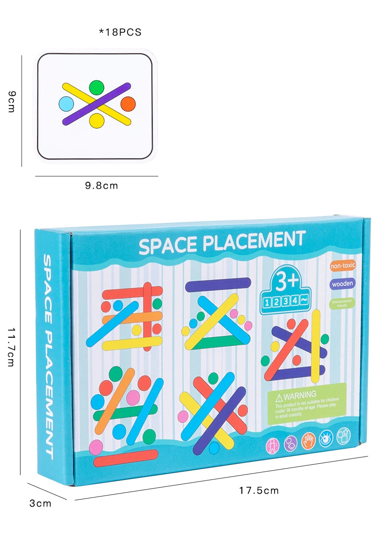 Kids Rainbow Stick Thinking Puzzle Wooden DIY Ice Cream Stick Puzzle Challenge Table Games Montessori Educational Children Toys