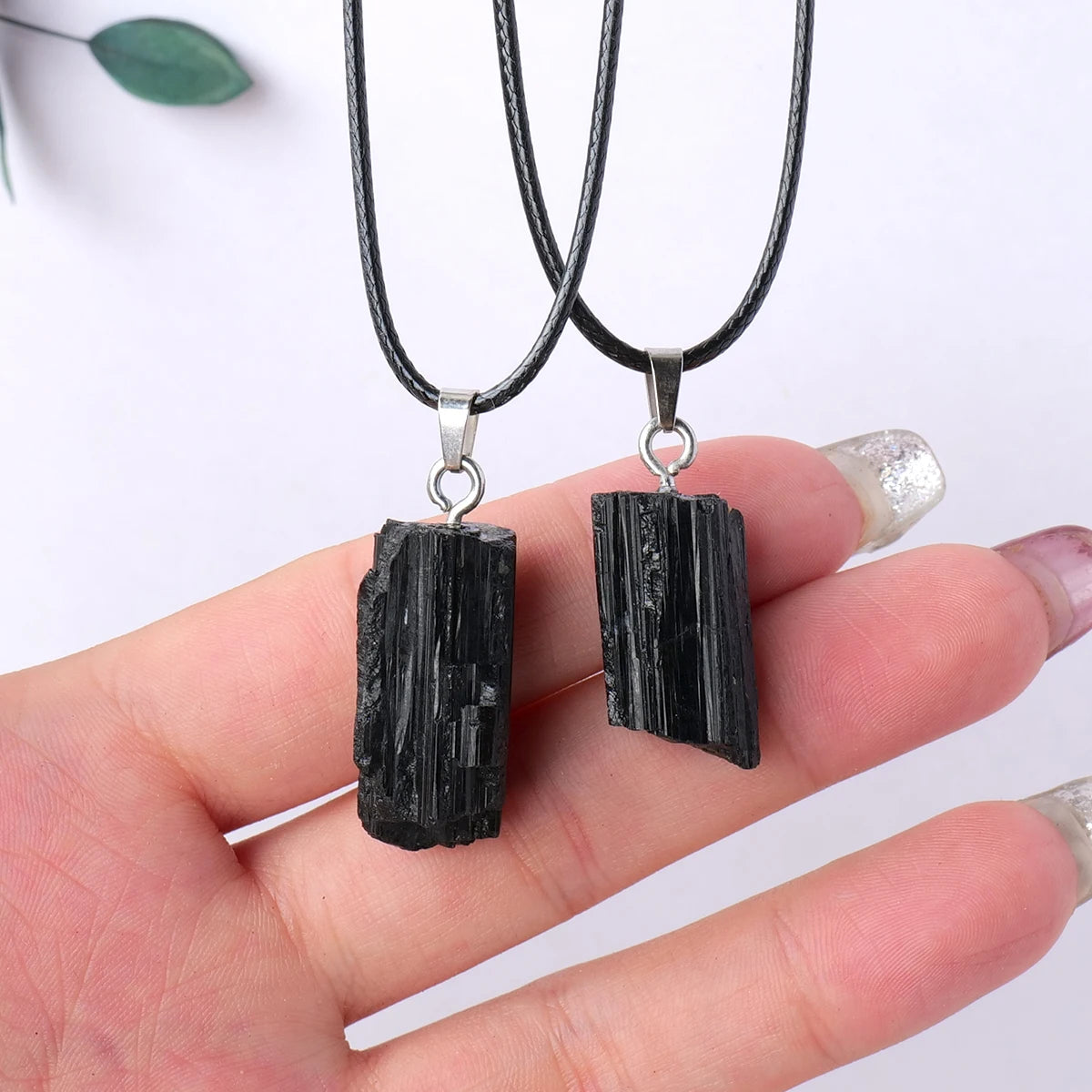 1PC Natural Healing Gemstone Pendant Black Tourmaline Crystal Necklace DIY Jewelry Gift Holiday Gift