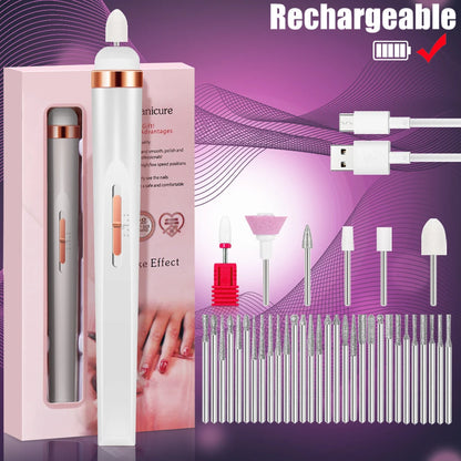 YIKOOLIN 5 in 1 Electric Nail Polish Drill Machine USB Charge Portable Manicure Set  Exfoliation and Polishing for Nail Salon