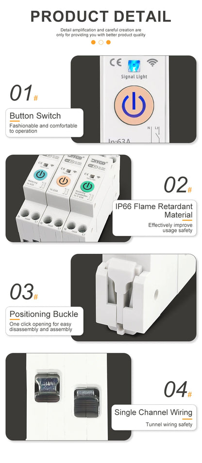 Tuya WIFI Smart Circuit Breaker 1P+N Over-Voltage/Current/Power Protector Under Voltage Protection Voice Remote Control Switch