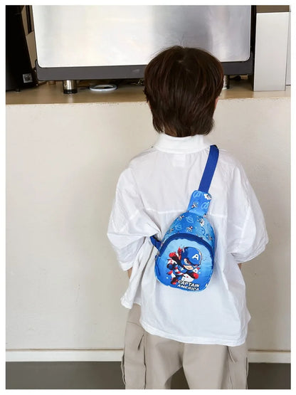 Marvel'S New Children'S Bag Spider Man Iron Man Captain America Shoulder Bag For Boys And Girls Travel Change Crossbody Bag