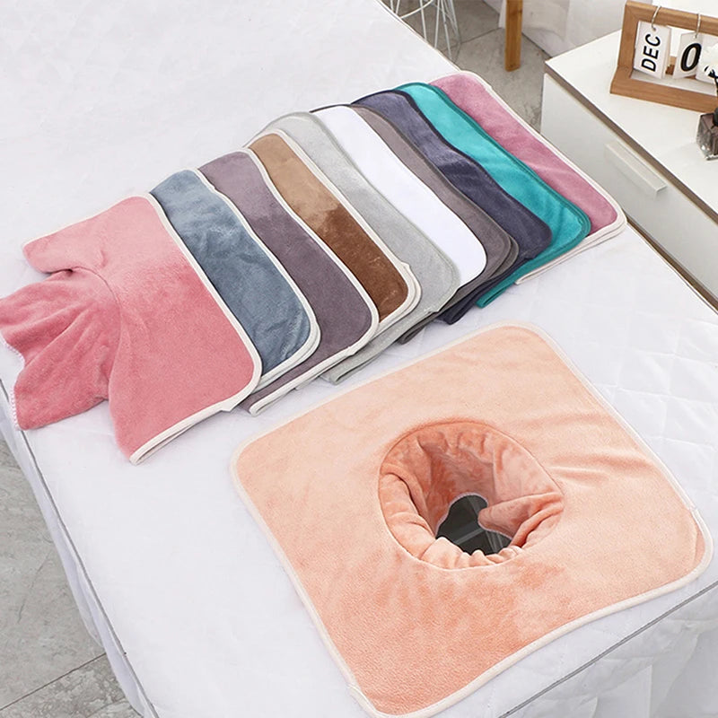 40*80cm Thickened Beauty SPA Massage Table Planking Face Towel With Hole Bed Bandana