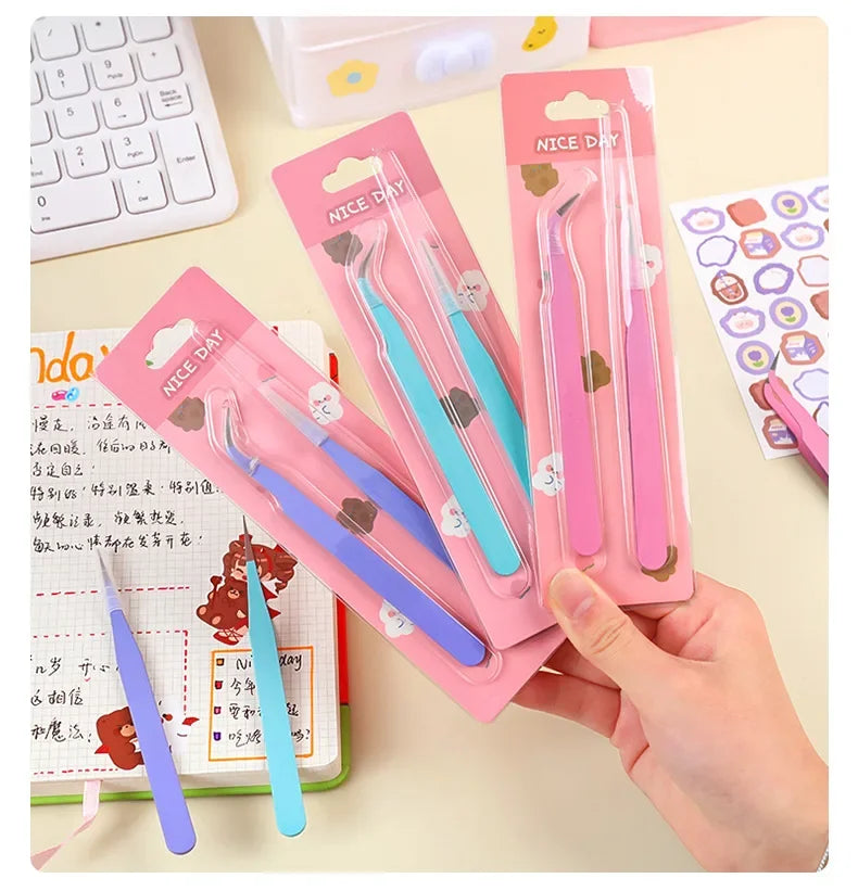 2pcs Tweezers Creative Macaroon Color Clip for DIY Decroative Journal Diary Scrapbook Sticker Tool Back To School Student Supply