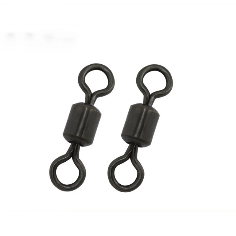 50Pcs Carp Fishing Swivel Rolling Barrel Snap Matte Black Lure Hook Line Connector Fishing Tackle Supplies Accessories Pesca