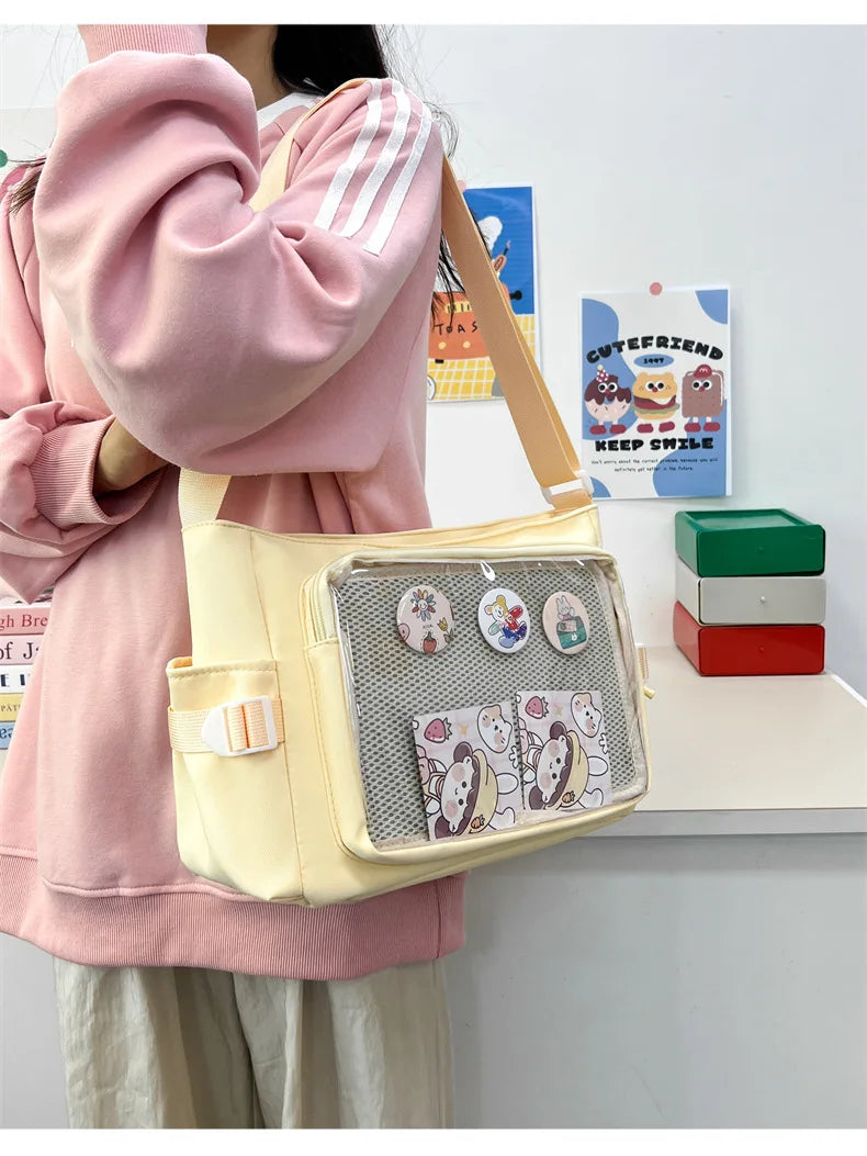 College Style Crossbody Bag with Large Capacity for Class Book Carrying Mailman Bag for Girls Casual Shoulder Crossbody Bag