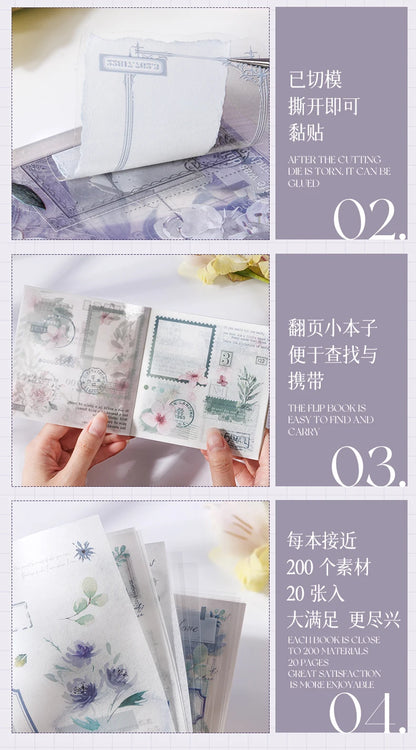 Yoofun 20pcs/lot PET + Washi Paper Aesthetic Flower Stickers Gift Card Journal Scrapbooking Diary Decoration Stationery Labels