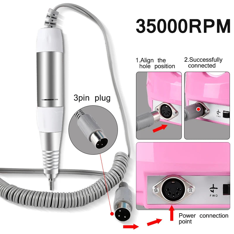 Electric Nail Drill Pen Handle File Polish Grind Machine Handpiece Manicure Pedicure Tool Nail Drill Accessories