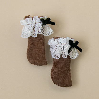 Blyth Socks Fashion Long Socks Lace Bow Socks Black White for Licca Azone Momoko OB24 OB22 OB27 YMY Doll Accessories