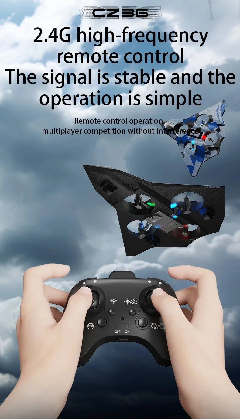 Remote Control Fighter Foam Glider Electric Stunt UAV Airplane Helicopter with LED Lights Aircraft Model RC Toy for Kids Boys
