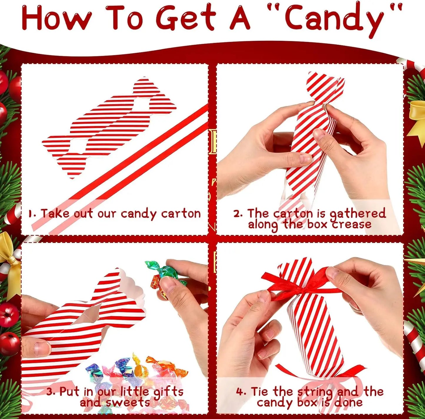 Candy Box For Christmas With Ribbons DIY Sweets Chocolate Biscuit Cookies Decoration Party Gift Xmas Wedding Paper Package Boxes