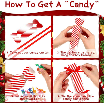 Candy Box For Christmas With Ribbons DIY Sweets Chocolate Biscuit Cookies Decoration Party Gift Xmas Wedding Paper Package Boxes
