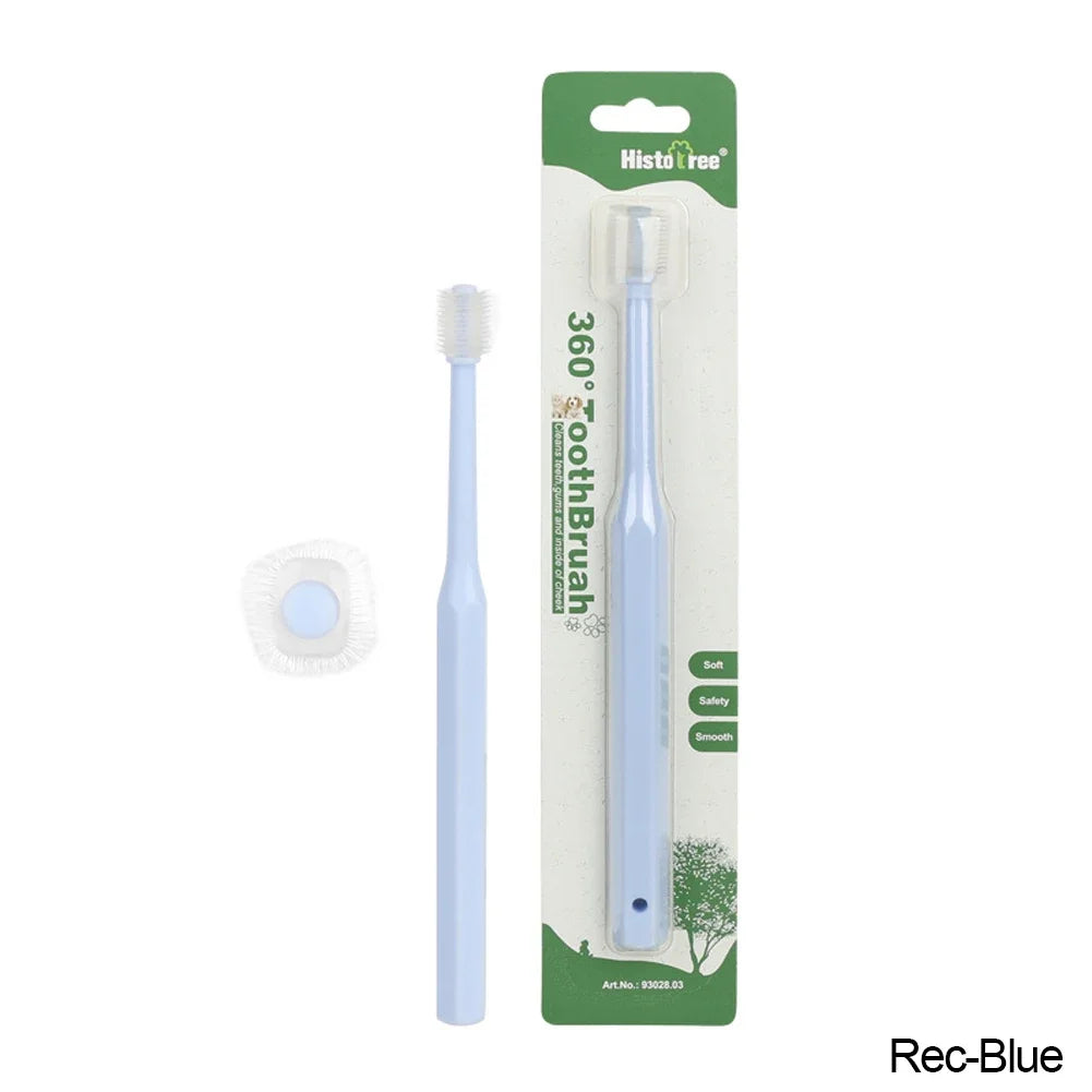 Pet Cat Toothbrush Super Soft Nylon Bristles Tooth Brush 360 Degree Oral Cleaning&Cat Face Blackhead Cleaning Cat Acne Brush
