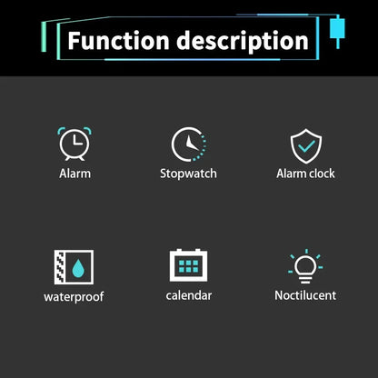 YIKAZE Men's Sports Watch Waterproof Man Sport Watches Multifuction LED Digital Military Watch Alarm Clock Electronic Wristwatch