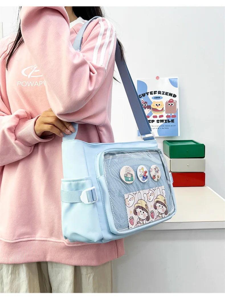 College Style Crossbody Bag with Large Capacity for Class Book Carrying Mailman Bag for Girls Casual Shoulder Crossbody Bag