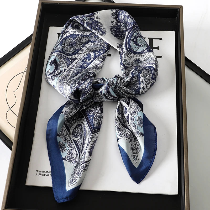 2025 New Fashion Luxury Printed Square Shawl Women 70x70cm Pashmina Silk Scarf Neck Headband Bandana