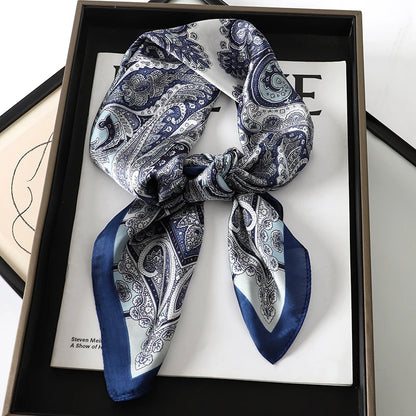 2025 New Fashion Luxury Printed Square Shawl Women 70x70cm Pashmina Silk Scarf Neck Headband Bandana
