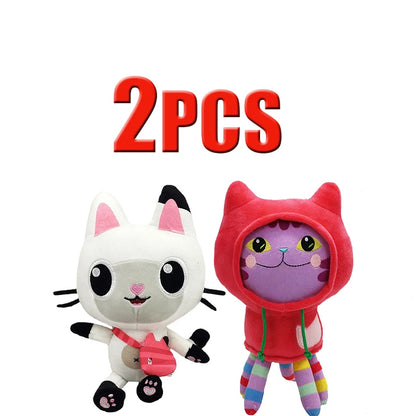 25cm 7-piece Gabby doll house plush toy cartoon stuffed animal mermaid cat mermaid plush doll children's Christmas gift
