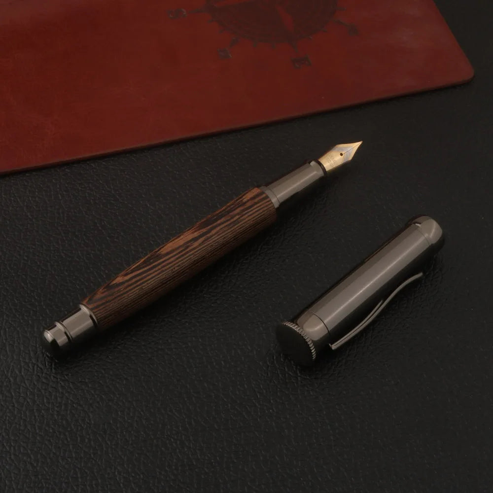 1pc wood Fountain Pen Tiger skin pattern Gun Grey Stationery Office School Supplies new ink pen