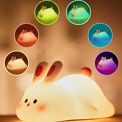 Cute Rabbit Night Light,Touch-Control Bedside Sleep Lamp,Timer, Animal Design,Ideal for Home Decor,New Year/Valentine's Day Gift