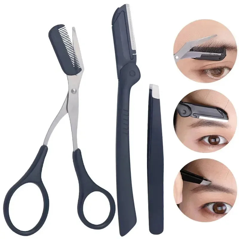 1/3pcs stainless steel eyebrow clip comb Scissors Eyebrow trimmer Eyebrow trimmer tool Women's beauty tools eyebrow tweezers