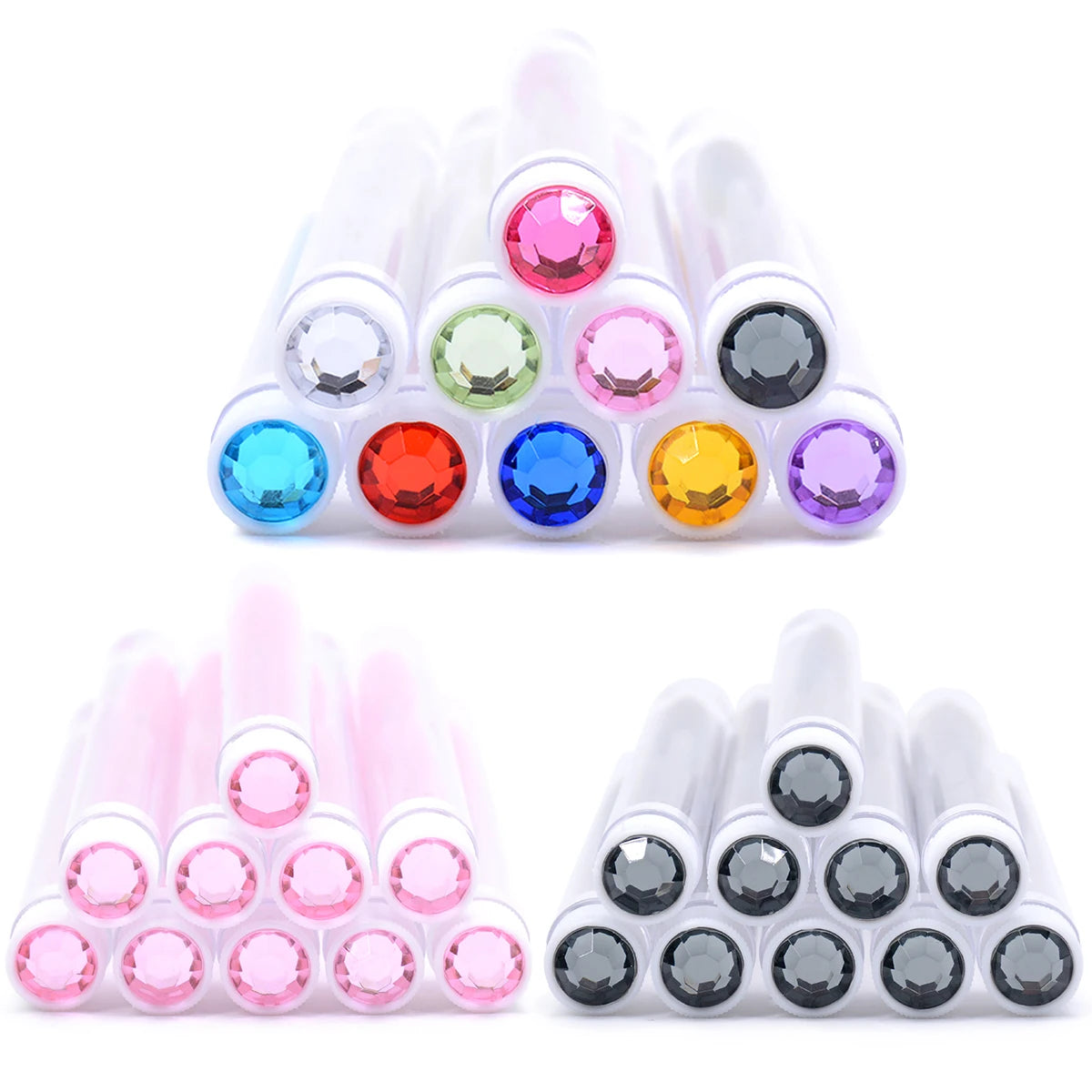 10pcs Diamond Eyelash Brushes Spoolies Reusable Lash Mascara Wands In Tubes Eye Brow Applicatos Eyelash Extension Combs Case