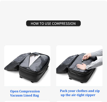 Travel Men 17 Inch Laptop Backpack Vacuum Compression Backpack Business Large Capacity School Backpack Expand Outdoor Backpack