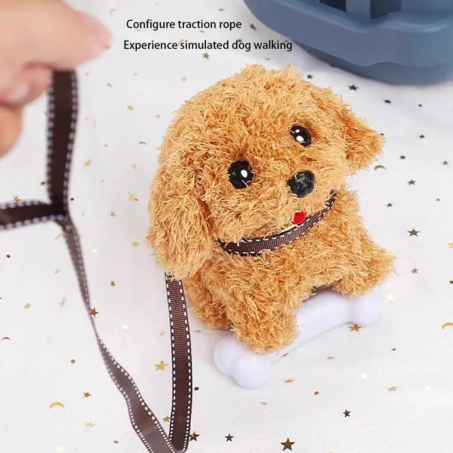 Simulated plush electronic dog, robotic dog, electronic pet that walks and barks, electric puppy toy, holiday gift