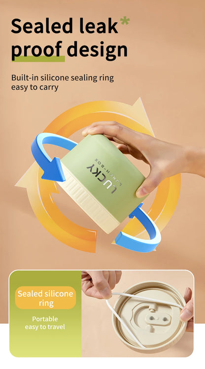 WORTHBUY Portable Sealed Thermal Lunch Box For Kids Stackable Microwave 304 Stainless Steel Bento Box Insulated Food Container