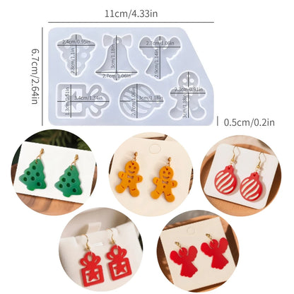 Christmas Silicone Resin Earring Molds with Holes Jewelry Pendant Mold Halloween DIY Ornaments Bracelet Gifts Macking Mould Kit