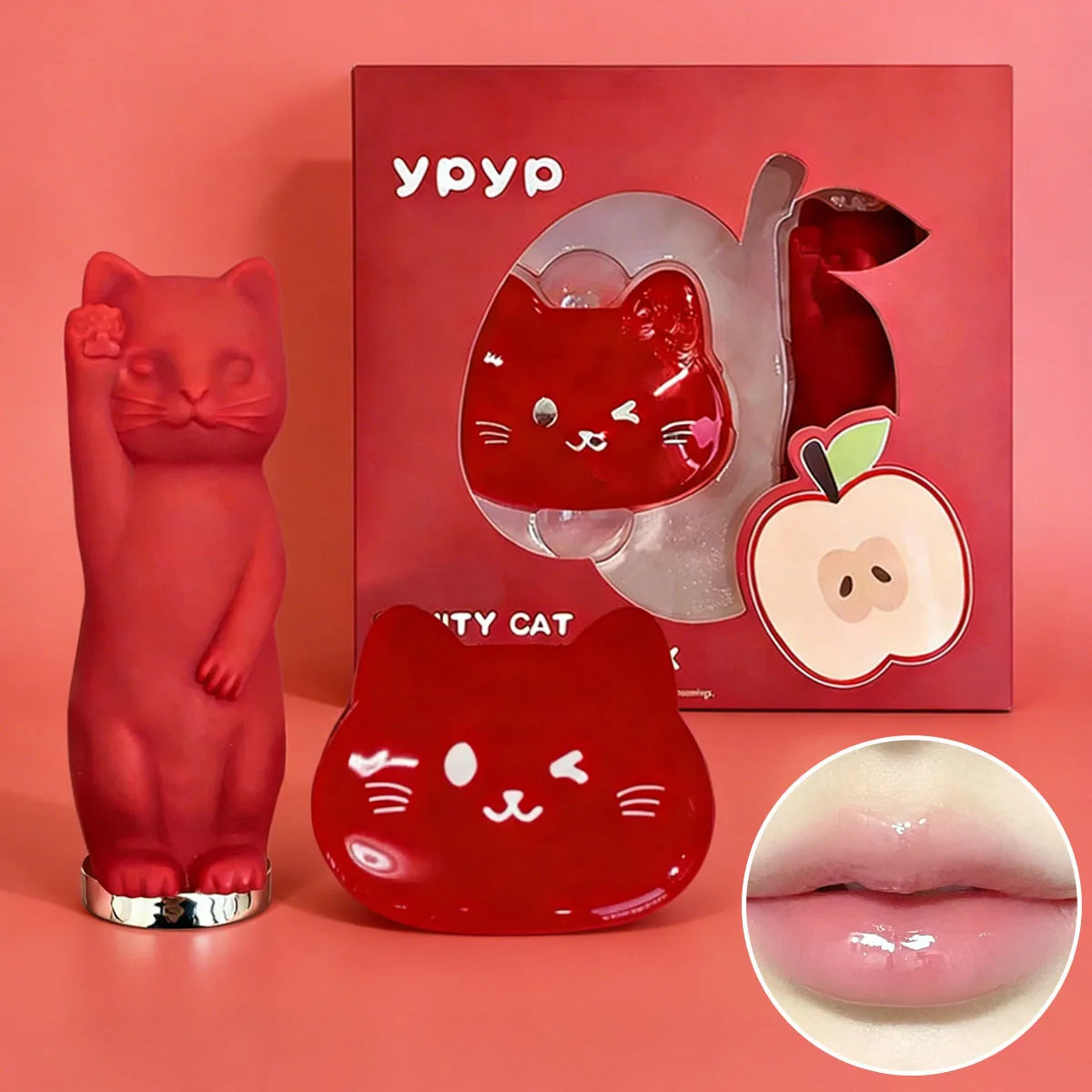 YpYp Fruity Cat Moisturizing Sheath Box Cute Cat Lipstick Lip Mask Moisturizing Maintenance Color Makeup Set