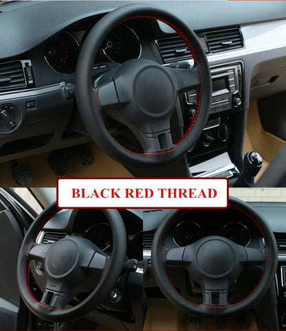 DIY Soft Fiber Leather Steering Wheel Covers Universal braid Car steering-wheel With Needles And Thread Interior accessories