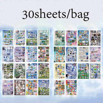 2Style 30 pieces/bag Time Reshaping Cut Film Coil Sticker Book Handbook Material Sticker DIY Photo Frame Scrapbook Notebook Cup