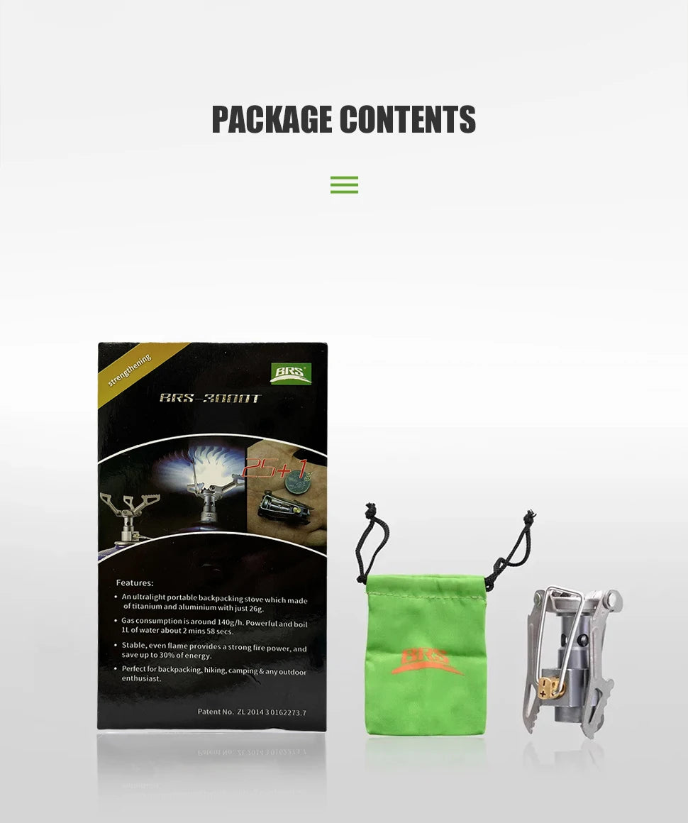 BRS Outdoor Gas Stove Mini Titanium Camping Gas Burner 25g Ultralight Stove Survival Furnace Pocket Picnic Gas Cooker BRS-3000T