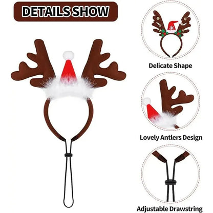 Christmas Decoration Pet Headwear Party Dress Up Antlers Hair Hoops Pet Supplies Christmas Hat Headbands Dog Elk Hair Hoops