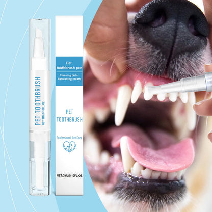 Pet Toothbrush Pen Teeth Cleaning Tool Fresh Breath Pet Toothbrush Toothpaste All-in-One Teeth Cleaning for Dogs and Cats