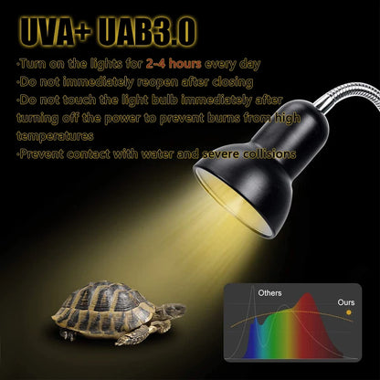 Reptile heating lamp holder UVA UVB Light Rotatable Basking Spot Light Simulated Sunlight For Turtle Lizard Dimmable 220-240V