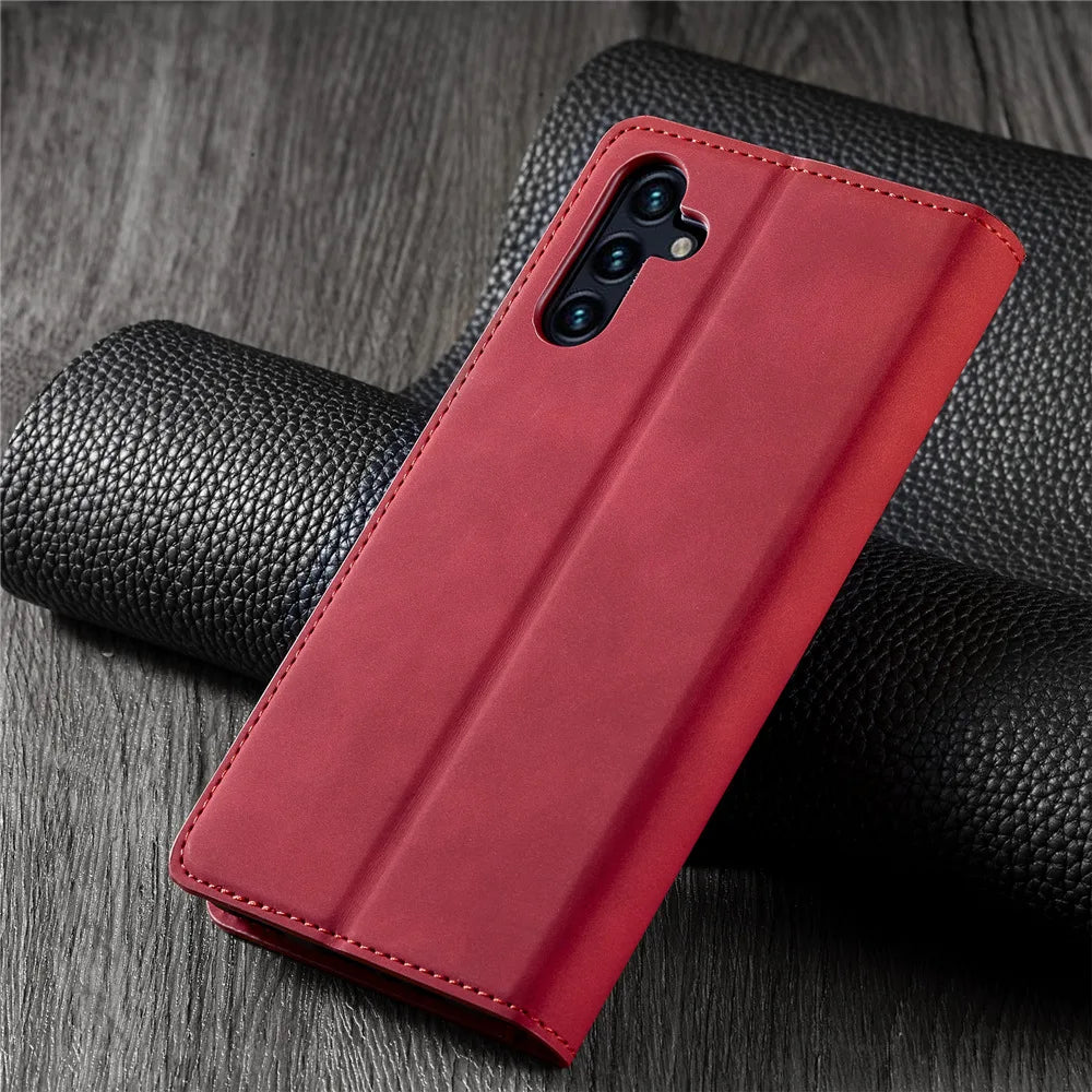 Leather Phone Case For Samsung S26 S25 edge S24 S23 FE S22 Ultra S21 S20 S10 Plus Note 20 10 9 Magntic Flip Card Wallet Cover