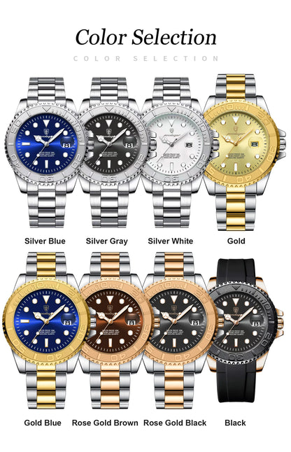 POEDAGAR Casual Fashion Man Wristwatch Waterproof Luminous Date Exquisite Men Watch Stainless Steel Classic Men's Quartz Watches