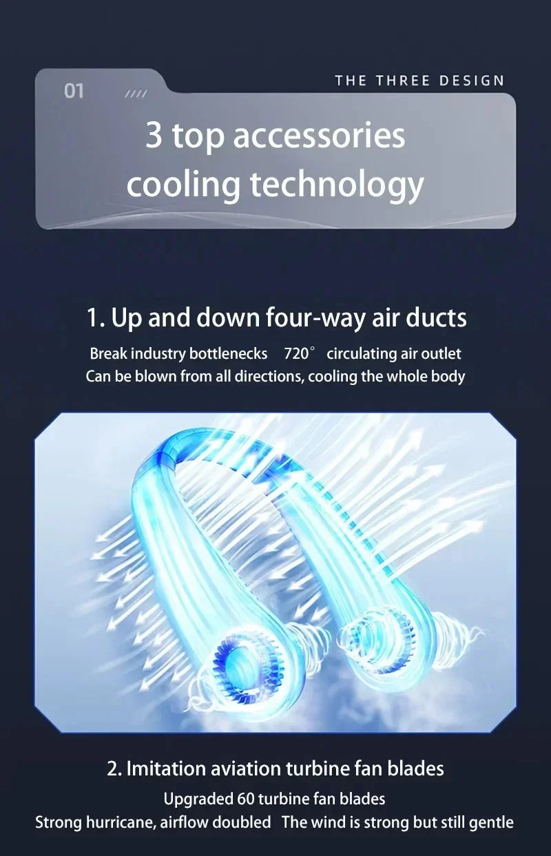 Lenovo Hanging Neck Fan USB Portable Small Bladeless Lazy Person Hanging Neck Charging Silent Cooling Air Conditioning Outdoor