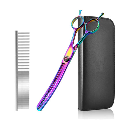 7 inch Dog Hair Trimming Scissors,Pet Grooming Curved Scissors ,Dog Beauty Grooming Curved thinning Scissors Pet Groomer