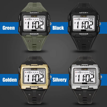 SYNOKE New For Men Sports Electronic Watch Waterproof Night Glow Large Screen Square Outdoor Running Camping Student Watch