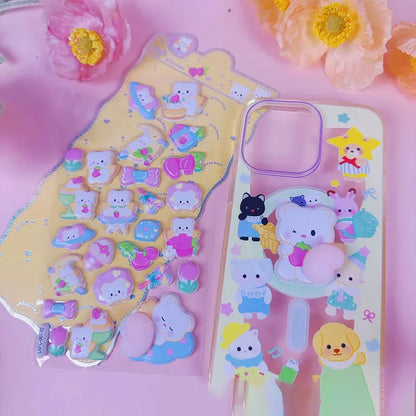 1 Sheet 3D Cute Animal Butt Stickers, Stress Relief Puffy Squishy Sticker for DIY Scrapbook Guitar Phone Case Laptop Decal