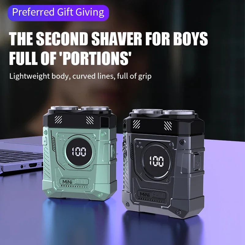Men's Magnetic Double Blade Electric Shaver for Men Mecha Punk Style Rechargeable Shaver Powerful Beard Trimmer Razor Knife