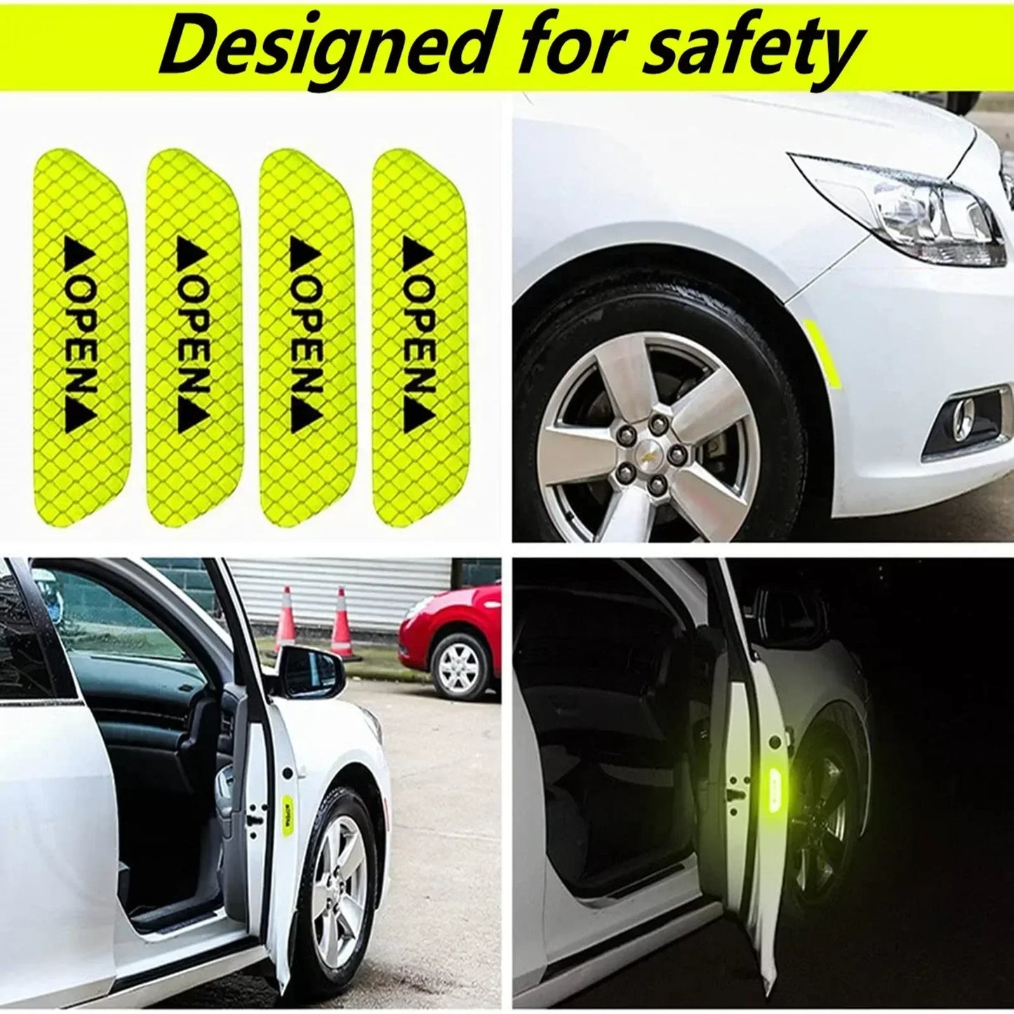 Night Reflective Car Door Sticker Safety Opening Warning Reflector Tape Decal Auto Accessories Exterior Interior Reflector Amagi