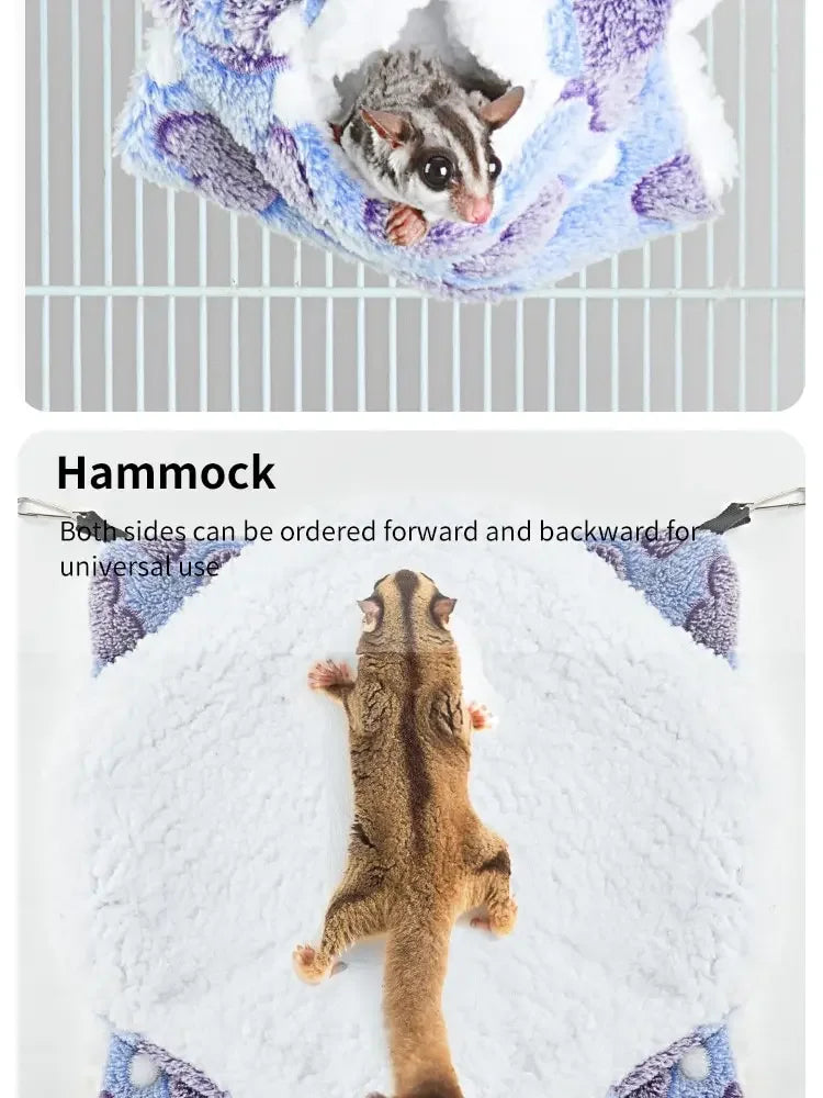 Hamster Hammock Small Pet Hanging Bed Double Warm Thickened Honeybug Flying Squirrel Guinea Pig Hammock Pet Cage Accessories