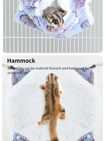 Hamster Hammock Small Pet Hanging Bed Double Warm Thickened Honeybug Flying Squirrel Guinea Pig Hammock Pet Cage Accessories